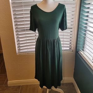 Green Fit and Flare Dress with Pockets
